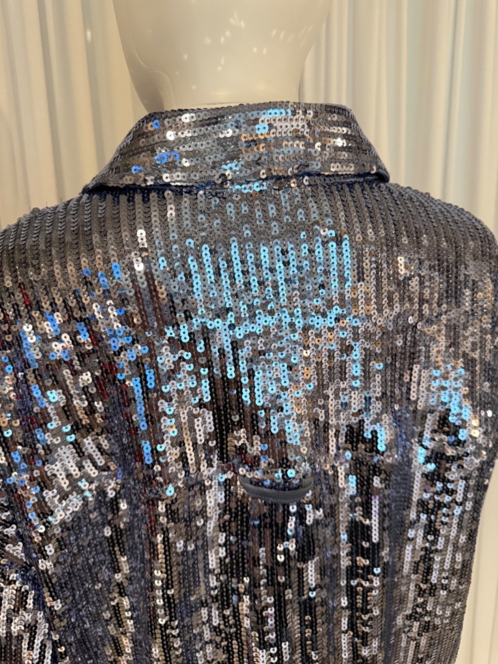 Curations x Debbie Denmon Sequin Button Front Shirt Large NWOT Oversized Glam - Picture 10 of 16